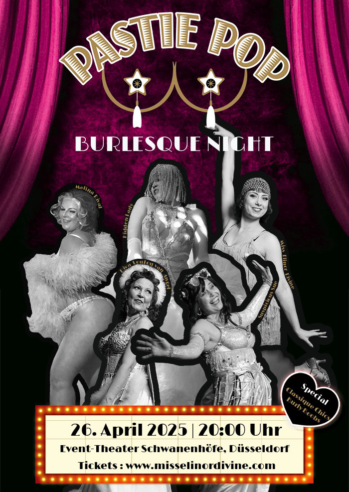 pastie pop burlesque night düsseldorf spring fever miss elinor divine diva loulou van angel suspicious sue hidden lady burlesqueshow melina rival